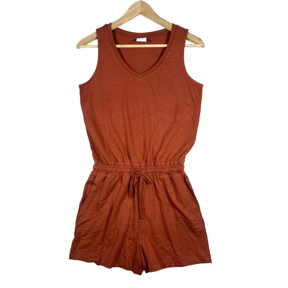 NWT Amazon Essentials XS Romper V-Neck Sleeveless Drawstring Pockets Casual - Picture 1 of 8